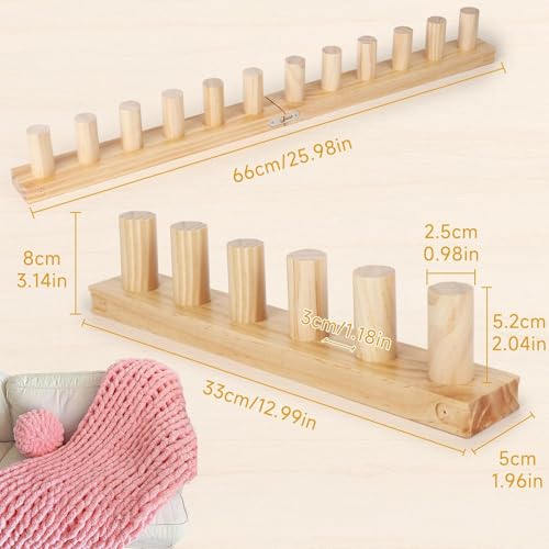 Aeelike 40" Wooden Loom Kit for Blanket Chunky Yarn,No Need Hooks Knitting | Portable Adjustable Size,3-section Detachable Modular Design,Wooden Weaving Frame for Thick Yarn,Stress Relief Easy Knitting - size: 40 IN