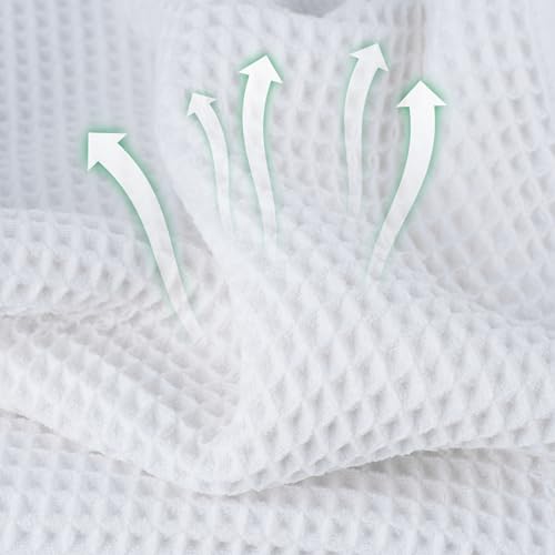 Microfiber Waffle Bath Towels, 4 Pieces, Soft, Absorbent, Fast Drying, Lint Free 430 GSM (27''x55''/68.58 cm x139.7 cm) - color: White