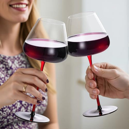KAMMAK Crystal Red Wine Glasses Set of 2, 23.67 oz Stemmed Glasses, XY020 | Hand Blown, Bordeaux Wine Glasses, Thin Rim & Long Stem, Red & White, Daily Use, Wedding or Birthday Gift for Women - size: 8KPDSXY020