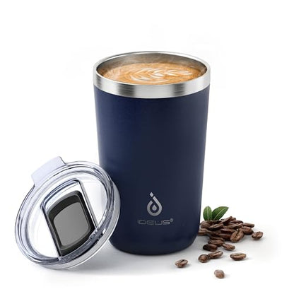 Ideus 20 oz Tumbler, Travel Coffee Mug with Splash Proof Sliding Lid, Double Wall Stainless Steel Vacuum Insulated Coffee Mug for Home and Office, Keep Beverages Hot or Cold, Navy blue - color: Navy Blue