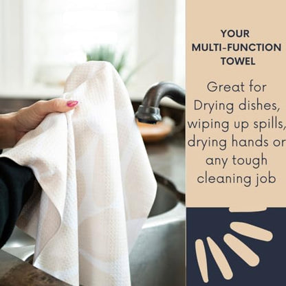 Kitchen Towels, Dish Towels for Kitchen, 3 Pc Kitchen Towel Set | Microfiber Waffle Towels, 16 x 26 inches, with Hanging Loops, Reusable Tea Towels, Cute Kitchen Towels - 3 Pack - color: Tan