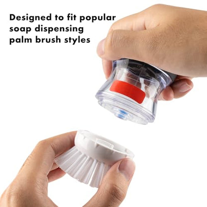 OYV Soap Dispensing Palm Brush Refills, 4-Pack Replacement Heads, White | Non-Scratch Nylon Bristles, Easy Twist-On Installation, Safe for Non-Stick Cookware - color: White
