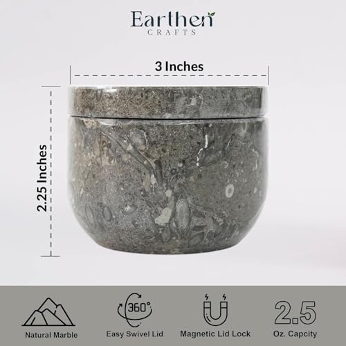 Marble Salt Cellar with Swivel Lid 3 Inch Salt Box Oceanic Mini Salt and Spice Jar Storage Magnetic Lock Container, Salt Crock for Sea Salt, Flaky Salt, and Sugar - color: Oceanic