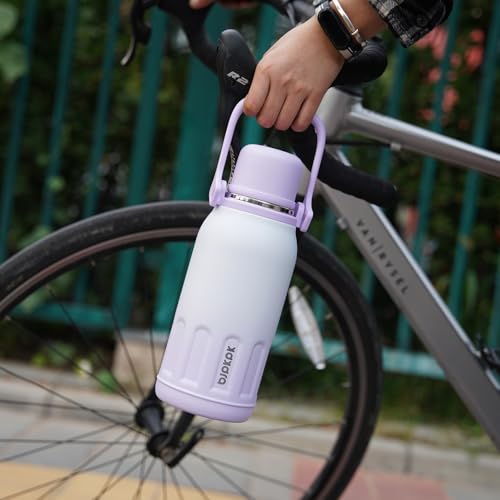 BJPKPK Stainless Steel Insulated Bottle with Handle & Strap, 27oz | Leak-proof vacuum insulation keeps drinks cold/hot for hours. BPA-free, dishwasher safe. Includes handle & strap. Pink Pearl. - color: Pink Pearl, size: 27 Ounces