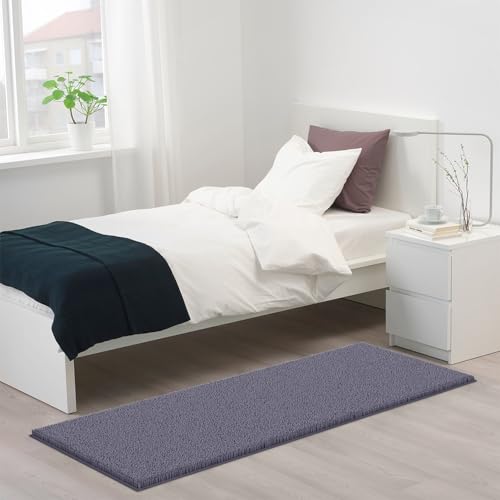 LuxUrux Runner Bath Mat-Extra-Soft Plush Bath Shower Bathroom Rug,1'' Chenille Microfiber Material, Super Absorbent Shaggy Bath Rug. Machine Wash & Dry (21 x 59 Inch, Dark Gray) - color: Dark Gray, size: 21'' x 59''