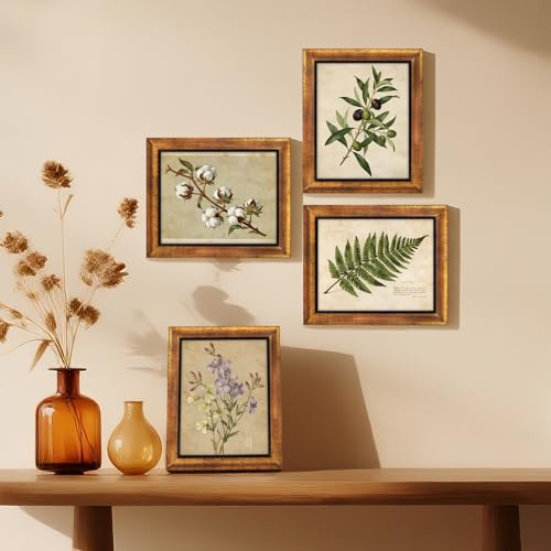 XUANLUO 8x10 Picture Frames Set of 4 Rustic Retro Photo Frame with HD Plastic Cover for Wall Mount and Tabletop Display Family Friends Wedding Gift - color: Gold-4pcs, size: 8 x 10 inch