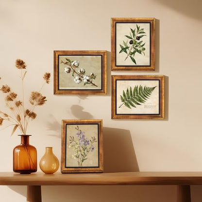 XUANLUO 8x10 Picture Frames Set of 4 Rustic Retro Photo Frame with HD Plastic Cover for Wall Mount and Tabletop Display Family Friends Wedding Gift - color: Gold-4pcs, size: 8 x 10 inch