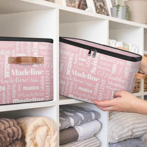 Custom Storage Basket with Name, Personalized Keepsake Box,Pink | Foldable Fabric Gradient Large Memory Bin with Handle Lid Lightweight Waterproof Dustproof, 14"L x 10.2"W x 10.4"H - color: Option 20