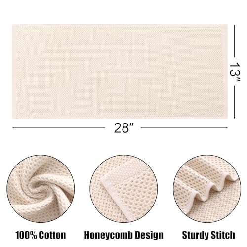 Kitinjoy 100% Cotton Waffle 4-Pack Kitchen Towels, 13" x 28", Beige | Super Soft, Ultra-Absorbent, Fast Drying, lightweight, Quick Drying Kitchen Hand Towels - color: Beige, size: 13 x 28 - 4 Pack