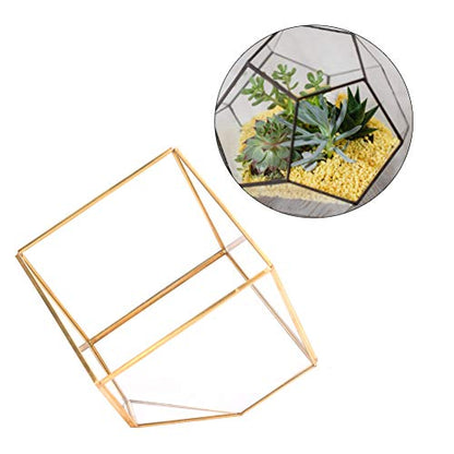 Geometric Glass Planter Gold Terrarium Container Home Desktop Decoration