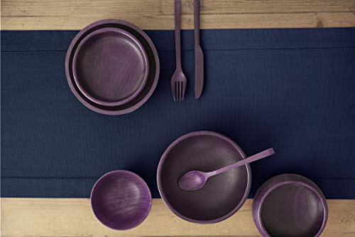 Solino Home Cotton Linen Table Runner Navy, Hemstitch Collection 14 x 48 in | Table Runners for coffee tables, entryway tables and layered dresser styling | soft plain weave, artisan crafted | gift ready - color: 14: Navy, size: 14 X 48 Inch