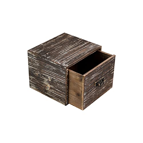 Office Desk Organizer with Drawers Dark Brown Vintage Square Wood Desktop Storage Box Workspace School Supplies Farmhouse Kitchen Countertop Makeup Storage bins for Home Toiletries Supplies Vanity…… - color: Dark Brown Style B Square