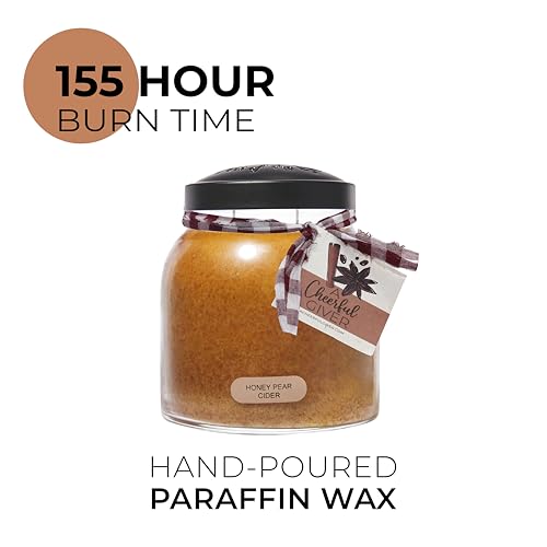 A Cheerful Giver — Honey Pear Cider - 34oz Papa Scented Candle Jar with Lid - Keepers of the Light - 155 Hours of Burn Time, Gift for Women, Orange - size: 34oz