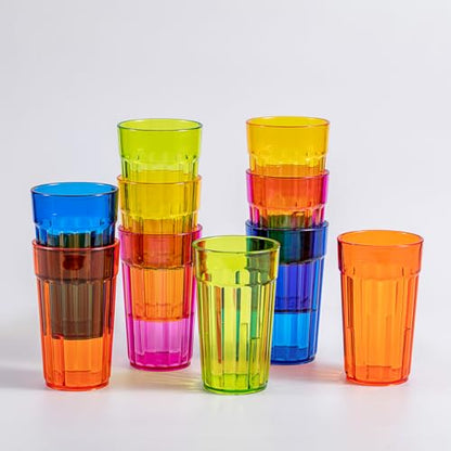 Honla 10 oz Highball Glasses,Set of 10 Small Plastic Drinking Glasses Cups | Reusable,Unbreakable,Dishwasher Safe,Water Juice Tumblers in 5 Assorted Colors