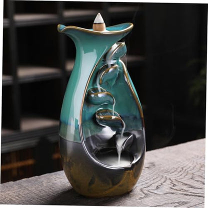 DOITOOL Backflow Incense Burner Holder Household Censer Aroma Therapy Supplies Home Fragrance Desktop Ornament for Bedroom and Living Room Decoration