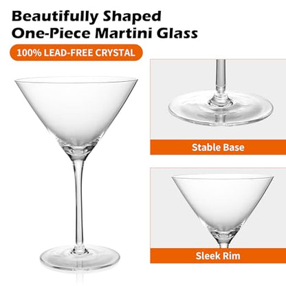 KMIGRUAN 10oz Large Martini Glasses Set of 4,Classic Crystal Cocktail Glasses,Hand Blown Martini Glass for Espresso Martini, Cosmopolitan, Manhattan, Home Bar Gift Set - style: Classic Martini Glasses