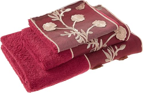 Zahari Home 3 Piece Bath Towels Set for Bathroom, Bath, Hand & Wash Cloths, Decorative Stylish Plush Cotton Washcloths - Showering, Face & Body Washing, Airbnb Essentials & Host Accessories, Burgundy - color: Ombre Burgundy
