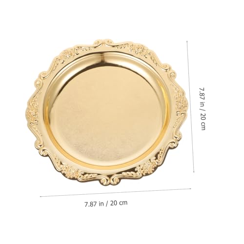 Sewroro Golden Serving Tray Round Iron Dessert Platter Snack Serving Platter for Home Entertaining and Jewelry Display - color: Golden