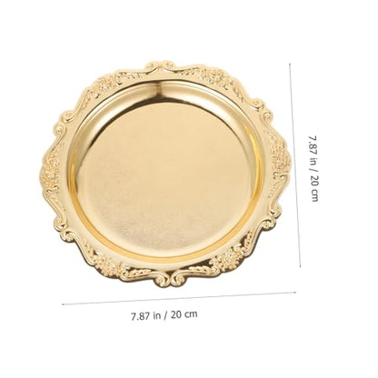 Sewroro Golden Serving Tray Round Iron Dessert Platter Snack Serving Platter for Home Entertaining and Jewelry Display - color: Golden