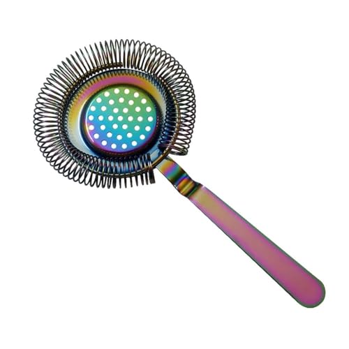 Antique Style Hawthorne Rainbow Chrome | Bar Hand Strainer | Cocktail Strainer | Sieve for Bartending | Mixing Glass Strainer - color: Rainbow Chrome