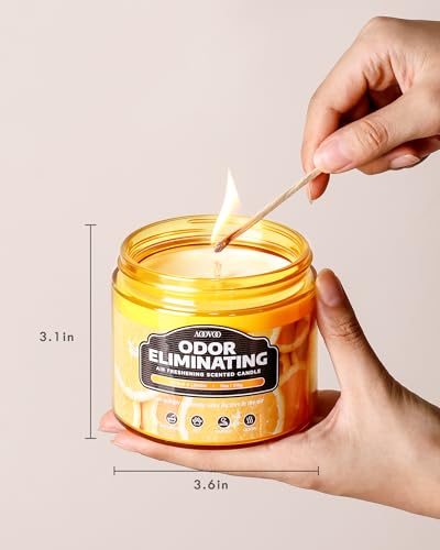 AOOVOO Citrus Lemon Large Odor Eliminating Candle - 11oz Soy Candles | Eliminates 95% of Smoke, Food, Pet and Other Smells Quickly, Non Toxic Air Freshing Candle, Up to 50 Hours Burn time - size: 11 Ounce (Pack of 1)