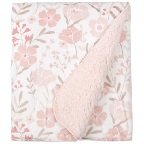 Baby Essentials Sherpa Fleece Baby Blanket 35x30 – Super Soft, Warm Reversible Baby Blankets for Newborns, Infants, Toddlers, and Nursery - color: Flower Gardens