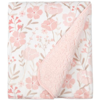 Baby Essentials Sherpa Fleece Baby Blanket 35x30 – Super Soft, Warm Reversible Baby Blankets for Newborns, Infants, Toddlers, and Nursery - color: Flower Gardens