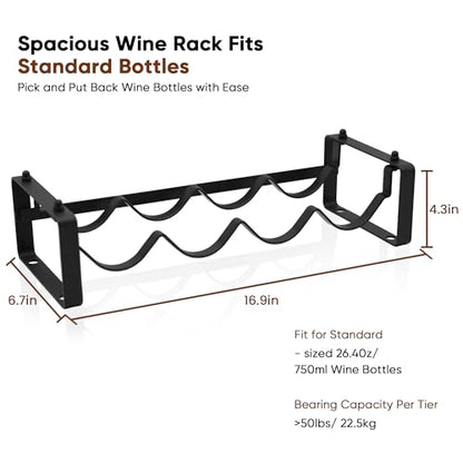 Wine Rack for Countertop – Stackable Freestanding Bottle Organizer for Kitchen, Pantry, Bar Cabinet & Small Spaces – Compact Metal Shelf & Modular Storage Stand (1-Tier) - size: 1-Tier