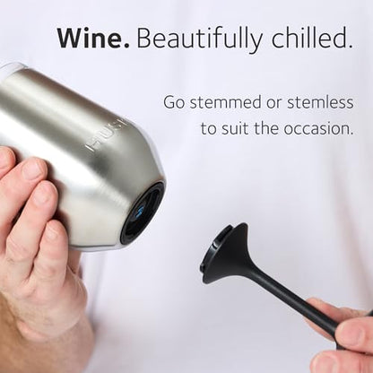 Huski Wine Tumbler 2.0 | NEW | Award-winning Design with Detachable Stem | Premium Stainless Steel Wine Glass with Lid | Triple Insulated Tumbler | 12oz Capacity | Great Gift (Champagne) - color: Champagne