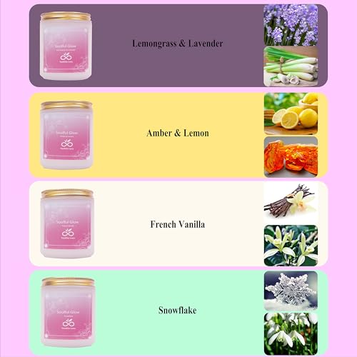 Soulful Glow Scented Candles Set, 4-Pack | Soy Wax Jar Candles, Essential Oils, Long Burning, Aromatherapy, Gift Set for Birthday Mothers Day Housewarming