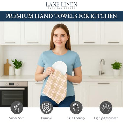 LANE LINEN Cotton Kitchen Towels Set, 4-Pack – Absorbent, Quick-Drying, Premium Dish Towels, Tea Towels, 18" x 28" - Beige - color: 01: Beige, size: 18''x28" - 4 Pack