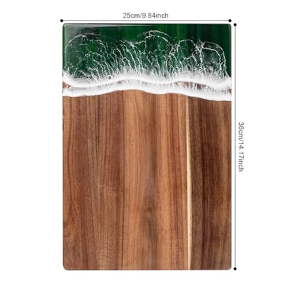 Charcuterie Acacia Wood Resin Spliced Board Resin Wave Pattern Cutting Board Cheese Meat Vegetable Steak Cutting Boards Serving Board (green) - color: Green