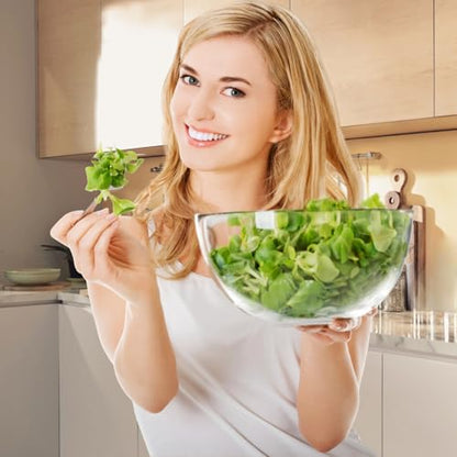 Large Acrylic Salad Bowls and Serving Bowls, Great for Serving Salad, Popcorn, Chips, Dips, Condiments, Break-Resistant Set of 2, Clear 135 oz