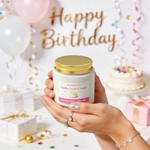 Birthday Candle, Scented Candles Gifts for Women, Soy Candle Gift Set, Pink Birthday Candles, 2 Pack Sweet Aromatherapy Candles for Celebration & Relaxing - color: Birthday Candle