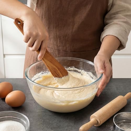 2Pcs Non Toxic Flat Thin Wood Spatula for Cooking Utensil Cast Iron Scraper | Acacia Wooden Spatula Scraper Earlywood Kitchen Utensil Set Japanese Baking Tools Egg Flipper Pancake Wok Spatulas Turner - color: 2 PCS FLAT SPATULA
