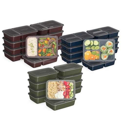 Bentgo Prep Meal Prep Kit, 1, 2 & 3-Compartment Containers, 60 Piece Set | Portion Control, Stackable, Microwave, Freezer & Dishwasher-Safe, Reusable, PFAS & BPA-Free (Rich Shades) - color: Rich Shades