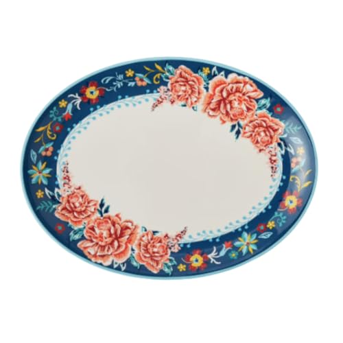 Pioneer Woman Keepsake Floral Large 16-inch Ceramic Oval Platter Serving Tray