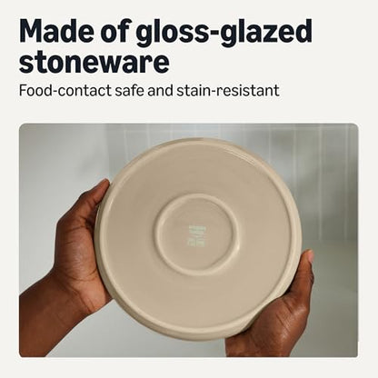 Amazon Basics Glazed Stoneware Salad Plates, Ceramic 4-Piece Set, Microwave, Freezer and Dishwasher-Safe, Stain-Resistant, 8.3 in., Linen Gray (Pack of 2) - size: 8.3 in. (Pack of 2)