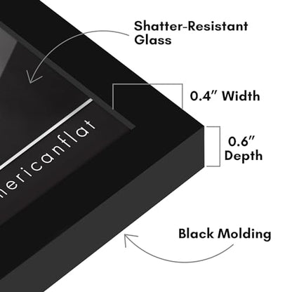 Americanflat 5x5 Picture Frame - Slim Molding - Black | Shatter-resistant glass, wall or tabletop display with included easel, triangle hangers included, secure turn-tab backing - color: Black, size: 5x5