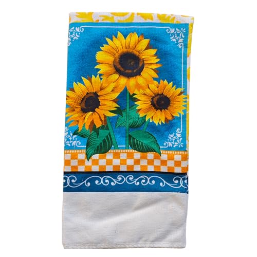 PXIYOU Oven Mitts and Pot Holders 6pcs Set, Sunflower 2 Dish Towels 2 Farmhouse Cooking Mittens Oven Glove 2 Potholder Heat Resistant BBQ Gloves for Kitchen Baking Cooking Grilling Microwave