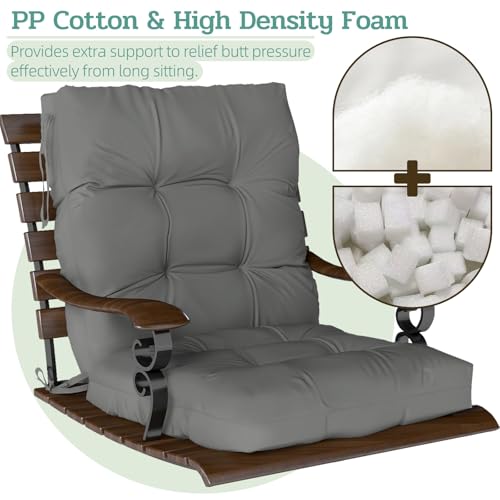 Outdoor Chair Cushions 42x21x4 Inch Set of 2, Dark Gray | Patio Cushions for Dining Rocking Chairs, High Back Soft Seat Pad with Ties, Waterproof Fade Resistant, Indoor Outside Use - color: Dark Gray
