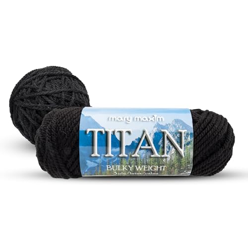 Mary Maxim Titan Bulky Yarn, Weight 5 Acrylic, Chunky Yarn for Crocheting and Knitting, Ideal for Thick, Soft Blankets, Throws, and Graph Style Sweaters, 80 Yards - Black - 1 Skein - color: Black
