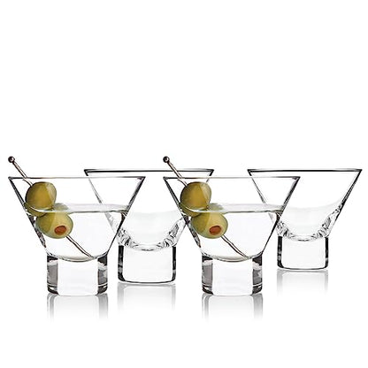 Viski Crystal Stemless Martini Glasses - Fun Cocktail Glasses, Crystal Clear Coupe Glass Gift Set, 7.5 oz, Martini Glasses Set of 4 - style: Stemless Martini Glasses