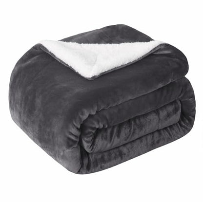 Sherpa Fleece Throw Blanket, Reversible Super Soft Luxurious Plush Blanket Twin Size, Dark Grey - color: Dark Grey, size: 60"×80"