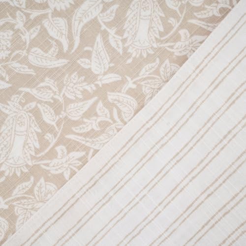 100% Cotton Table Runner 72x13 Inch, Reversible Printed Table Runner, Durable & Elegant for Dining Table, Wedding, Restaurant, Oeko-TEX Certified - Beige - color: Floral Printed Beige