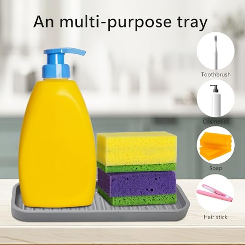 Mofason Silicone Soap Tray - Kitchen Soap Tray Sponge Tray 2 Pack Mist | Bathroom kitchen finishing tray, travel soap holder, soap and sponge sink organizer; for bar soap holder, dish sponge holder - color: Mist