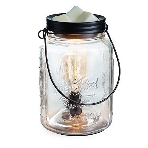 Candle Warmers Etc. Vintage Style Bulb Fragrance Warmer- Light-Up Warmer for Warming Scented Candle Wax Melts and Tarts or Essential Oils to Freshen Room, Clear Mason Jar - size: Glass Mason Jar