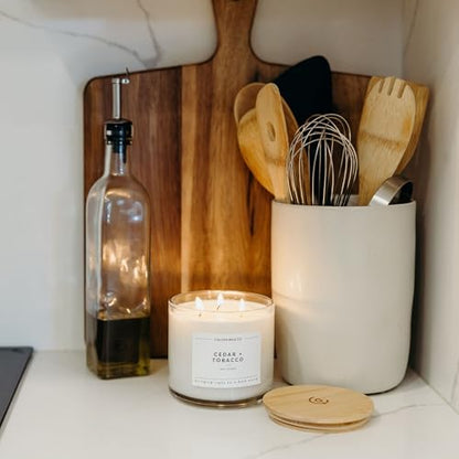 Cedar & Tobacco 3 Wick Scented Candle - 43 Hour Burn | Made in the USA Luxury Clean Soy Wax Candles - Long Lasting Large Glass Jar Candle for Home - 3 Wicks - 14.9oz - color: Cedar + Tobacco