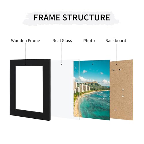 5x7 Collage Picture Frames Set of 2, Rustic Wooden Real Glass Vertical Hanging 3 Opening 5 by 7 Photo Frame, Black - color: Black, size: Vertical-5x7 in