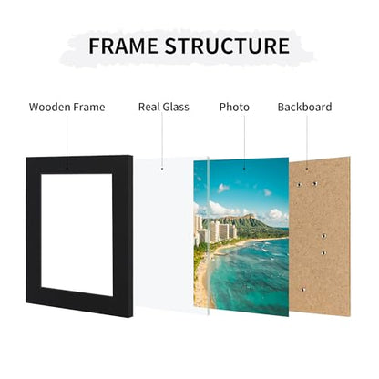5x7 Collage Picture Frames Set of 2, Rustic Wooden Real Glass Vertical Hanging 3 Opening 5 by 7 Photo Frame, Black - color: Black, size: Vertical-5x7 in